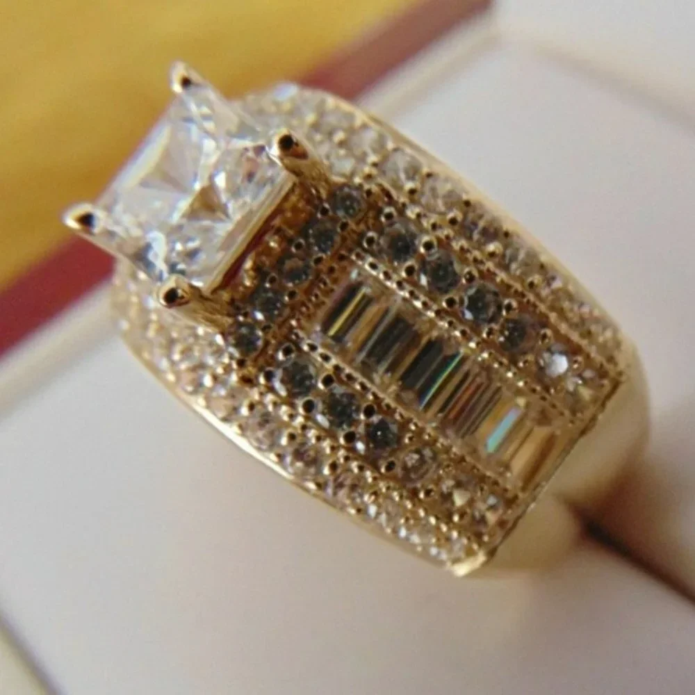 Large 11mm New Solid 14k white gold or yellow Gold Engagement Ring size 7